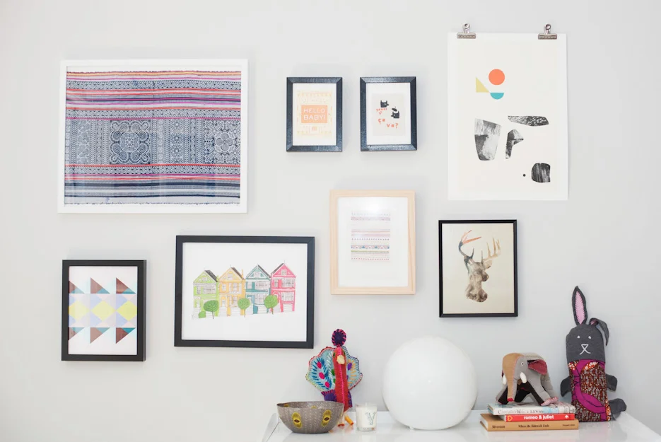 Gallery wall for a nursery.