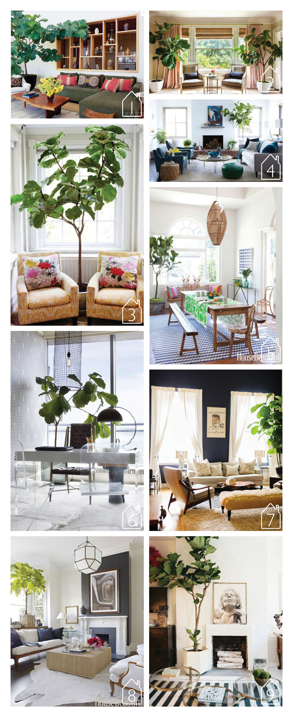 1. via Elle Decor 2. Chloe Warne r via Lonny 3. by Haddon Interiors 4. by Emily Henderson 5. by Nickey Kehoe via House Beautiful 6. by Lee Kleinhelter via Lonny 7. Home of Lisa Salzer via Glitter Guide 8. by Ken Fulk via House Beautiful 9. by Anna Burke via Lonny