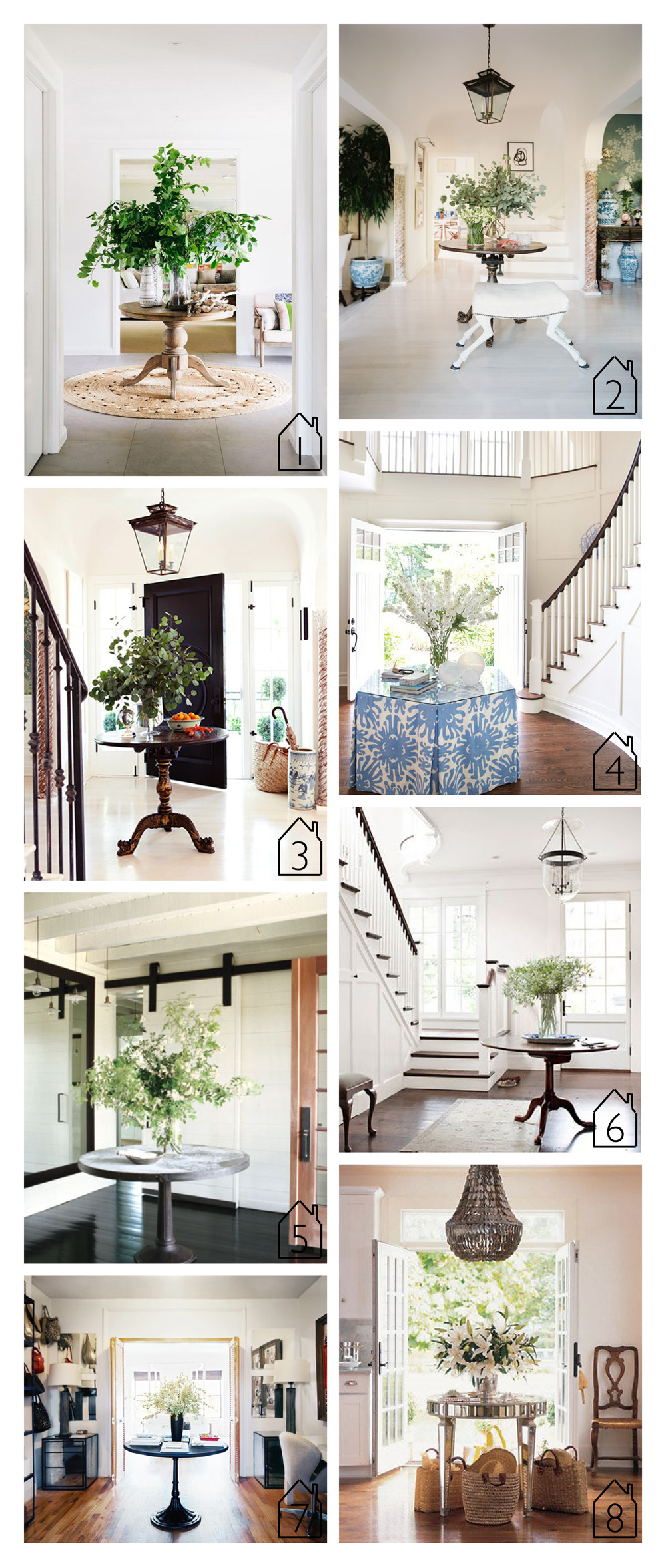 1. via Marion House Book 2. via Lonny design by Mark Sikes and Michael Griffin 3. via Domaine design by Mark Sikes 4. source unknown 5. Meg Ryan's Martha Vineyard home via Elle Decor 6. source unknown 7. via Lonny 8. Chris Cuomo's Cape Cod home via Elle Decor design by Emma Pilkington