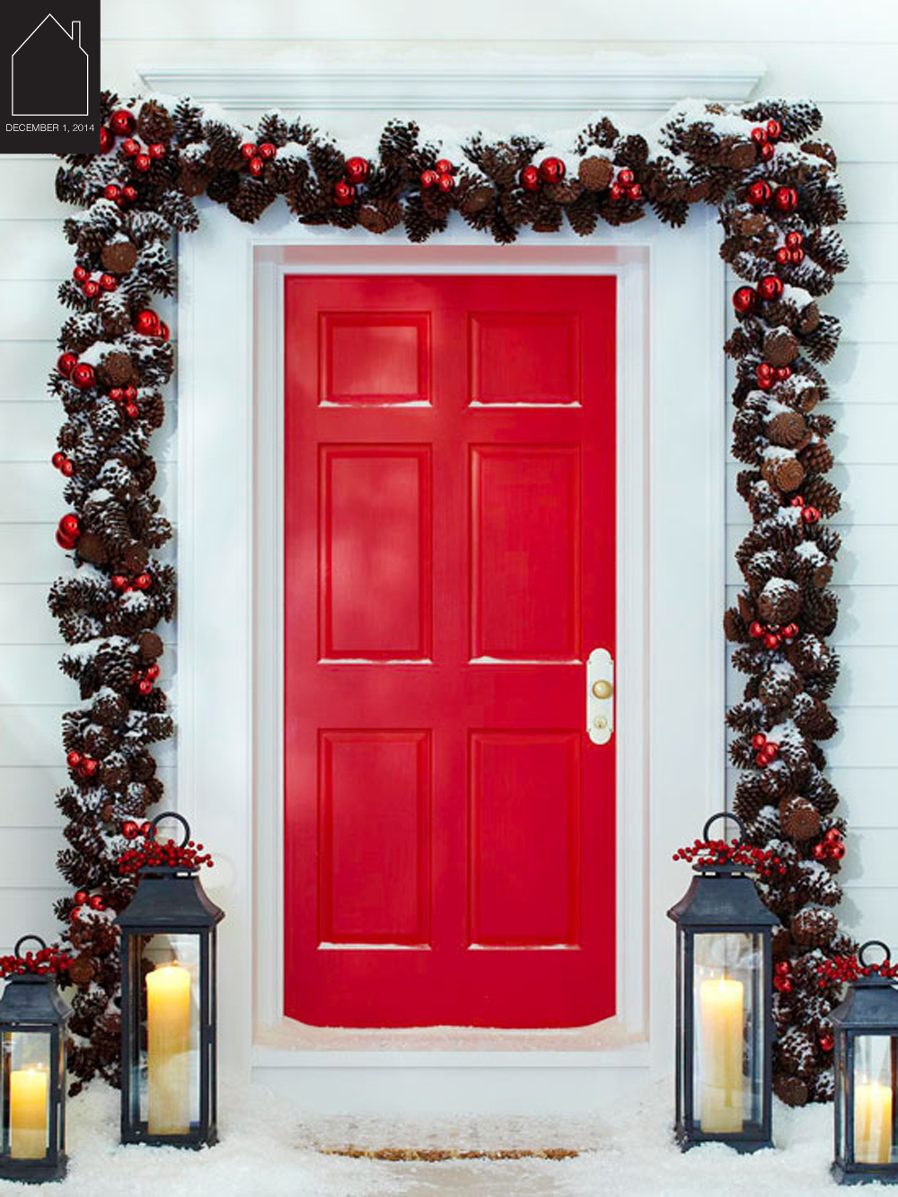 front door garland via Better Homes & Gardens