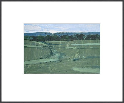 Evening Green - original landscape collage painting on paper - harry stooshinoff