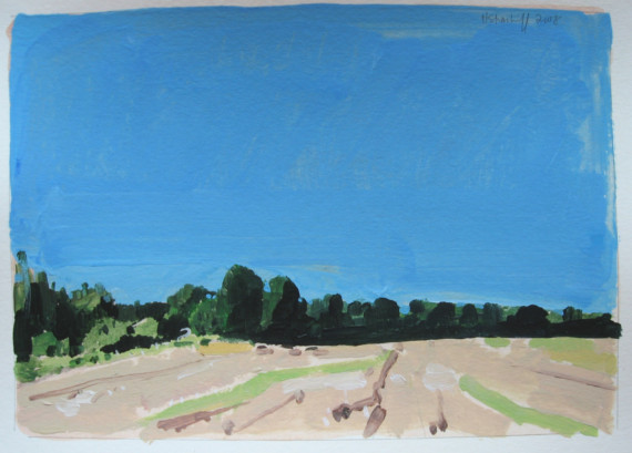 September Field - original landscape painting on paper - Harry Stooshinoff
