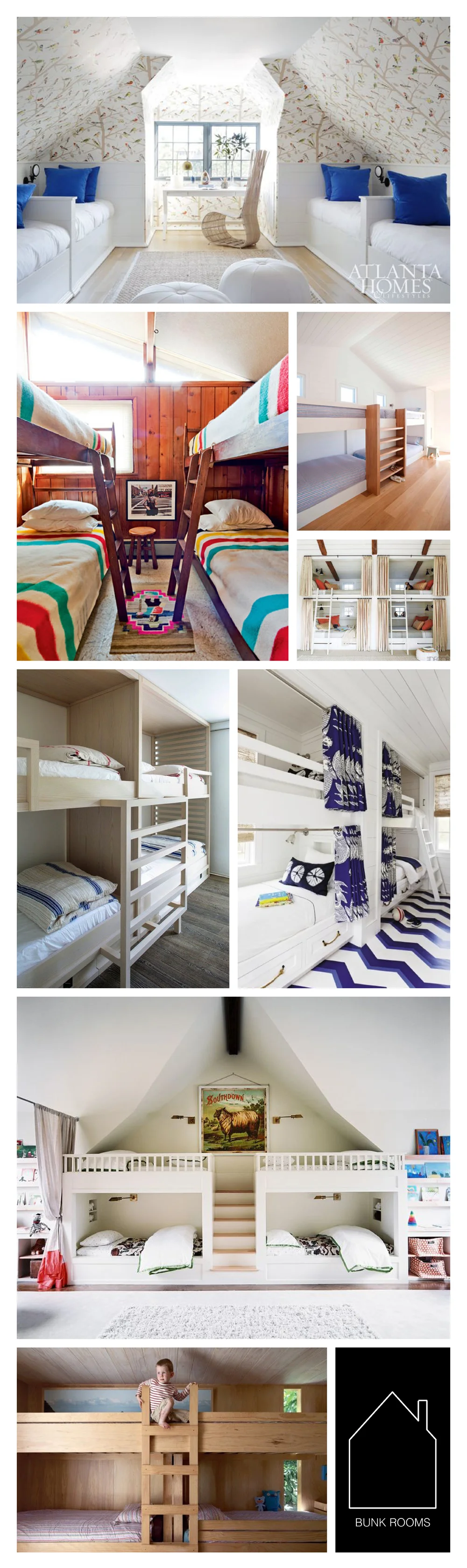 from top left - via Atlanta Homes & Lifestyles - via Vogue Living - design by m.elle design - home of Glenn Pushelberg and George Yabu via REMODELISTA - source unknown - design by Lisa Sherry via Lonny - home of Michael Sullivan and Melissa Schollum via REMODELISTA