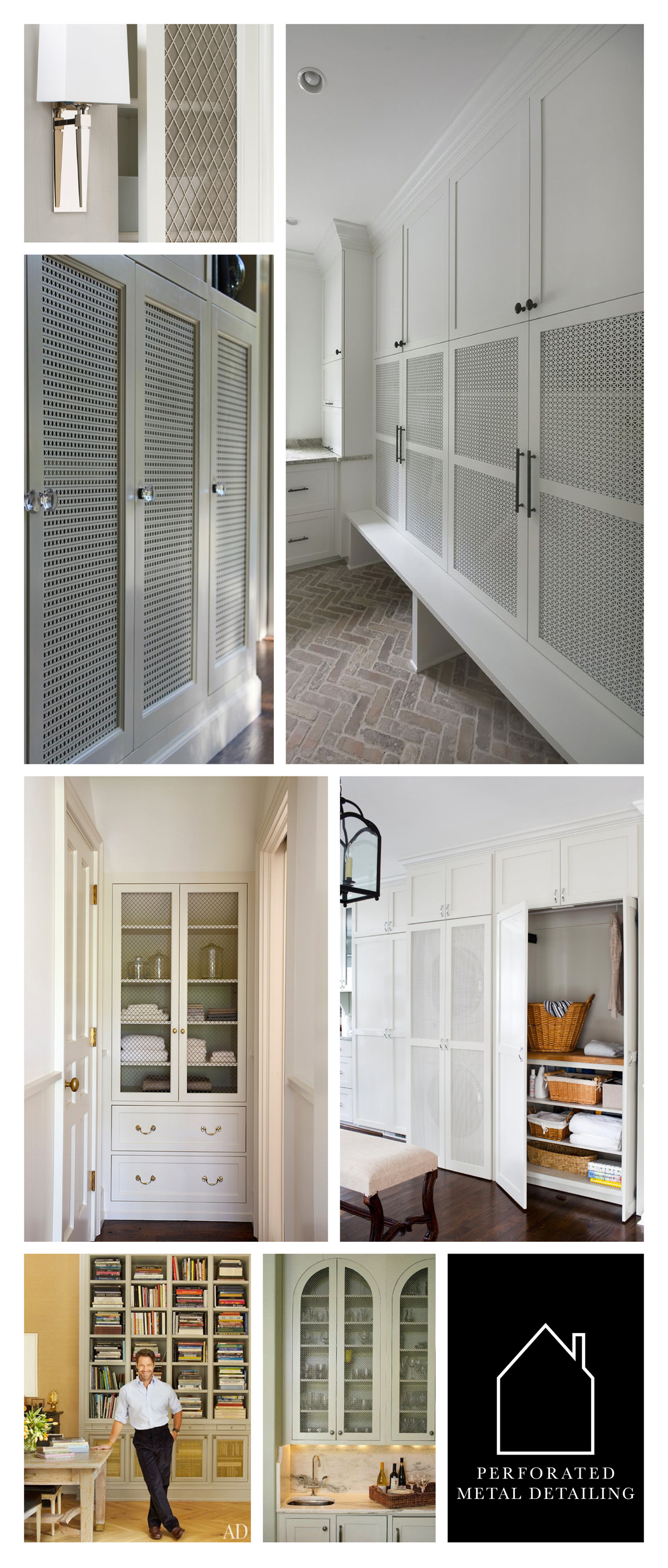 from top left - design by O'Brien Harris - Ridgewood Road by Either - Or(r) - source unknown - linen storage via Home Bunch - laundry storage via DecorPad - home of Nate Berkus via AD - pantry via Style Blueprint
