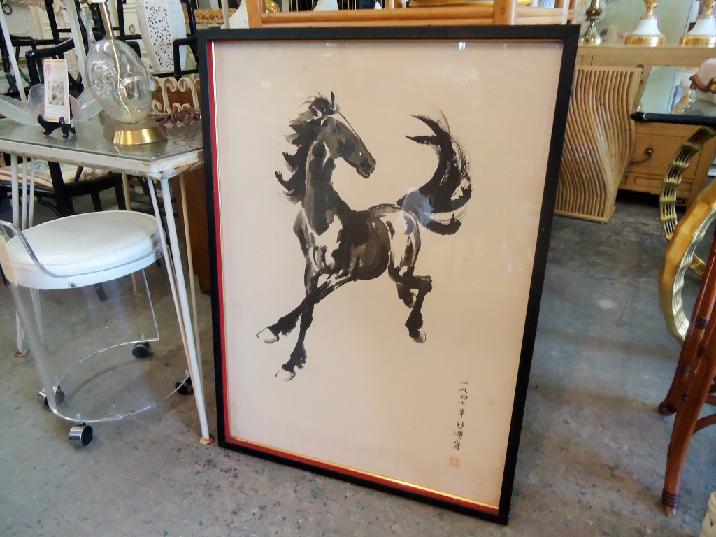 Japanese Equestrian Horse Ink Painting via Palm Regency