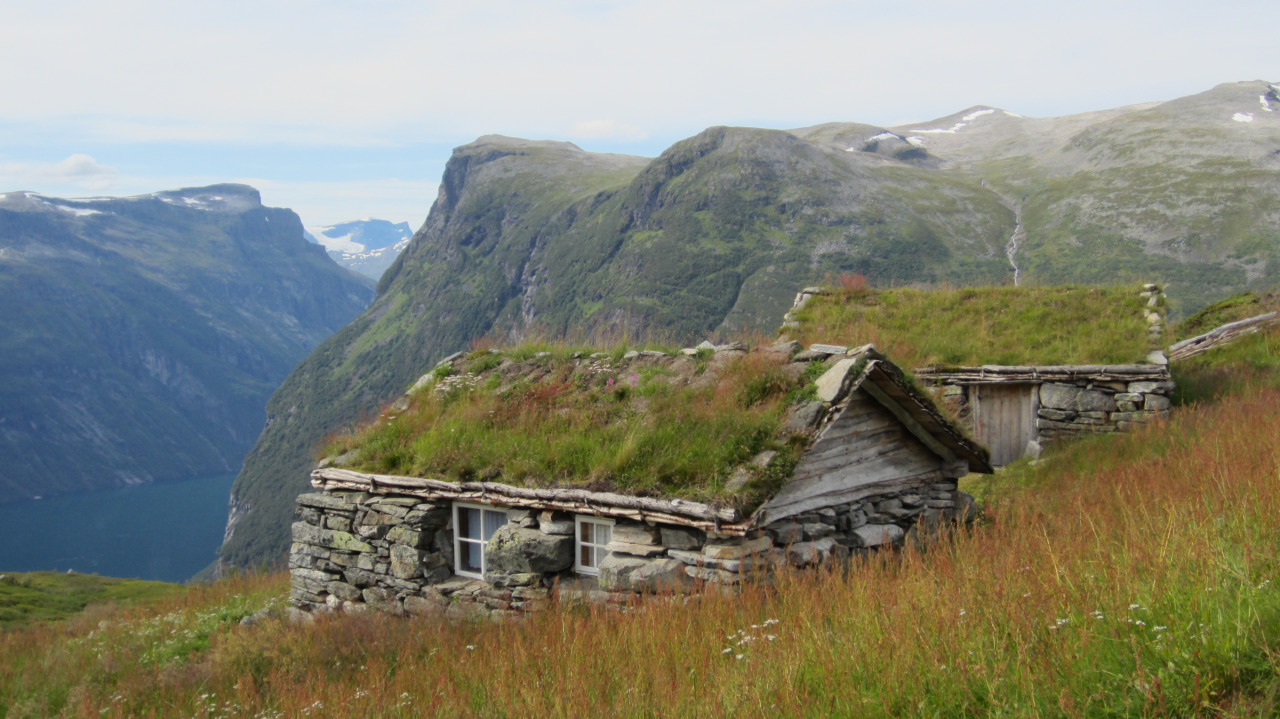 Stone huts in Geiranger, Norway