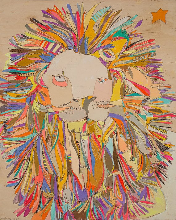 Jennifer Mercede - Lion Star - Canvas Print - 30" x 24"