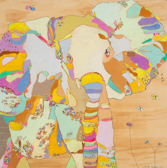 Jennifer Mercede - Elephant Funk Babe - Canvas Print - 24" x 24"