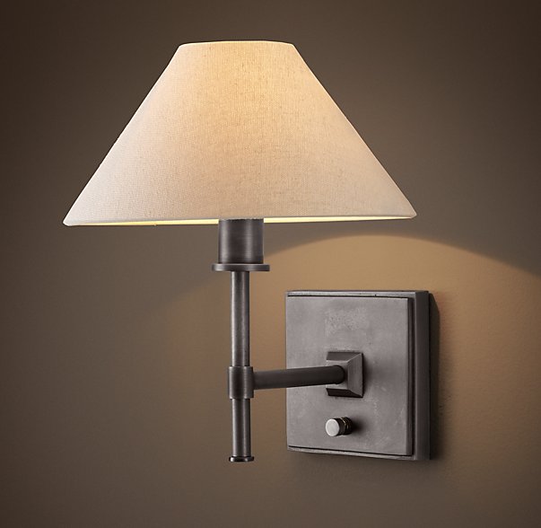 petite candlestick sconce with linen shade by RH | THE PLACE HOME
