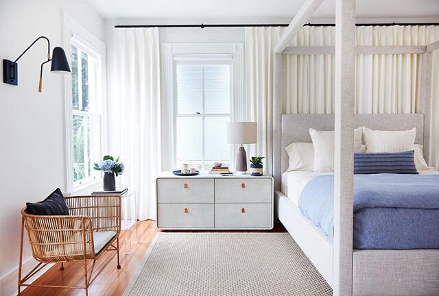 | bedroom transformation | by simply rotating and centering the bed to the adjacent wall we went from a shot gun space to an inviting symmetrical master bedroom. Swipe to see the transformation and layouts.
.
The trick was in the wall-to-wall curtain