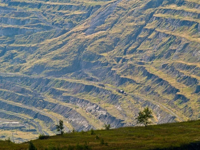 Mine benches returning to nature, Russia