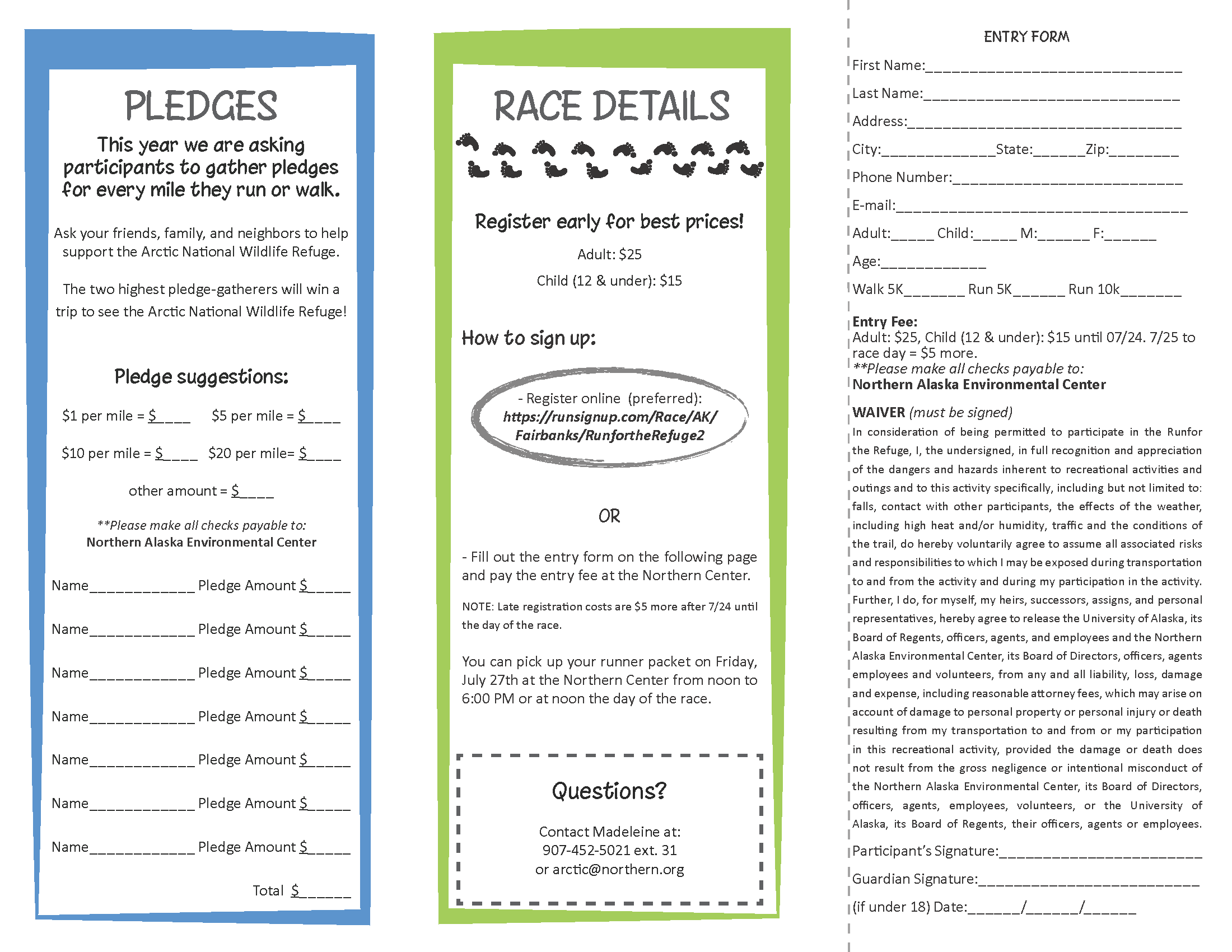 Run for the Refuge trifold brochure 