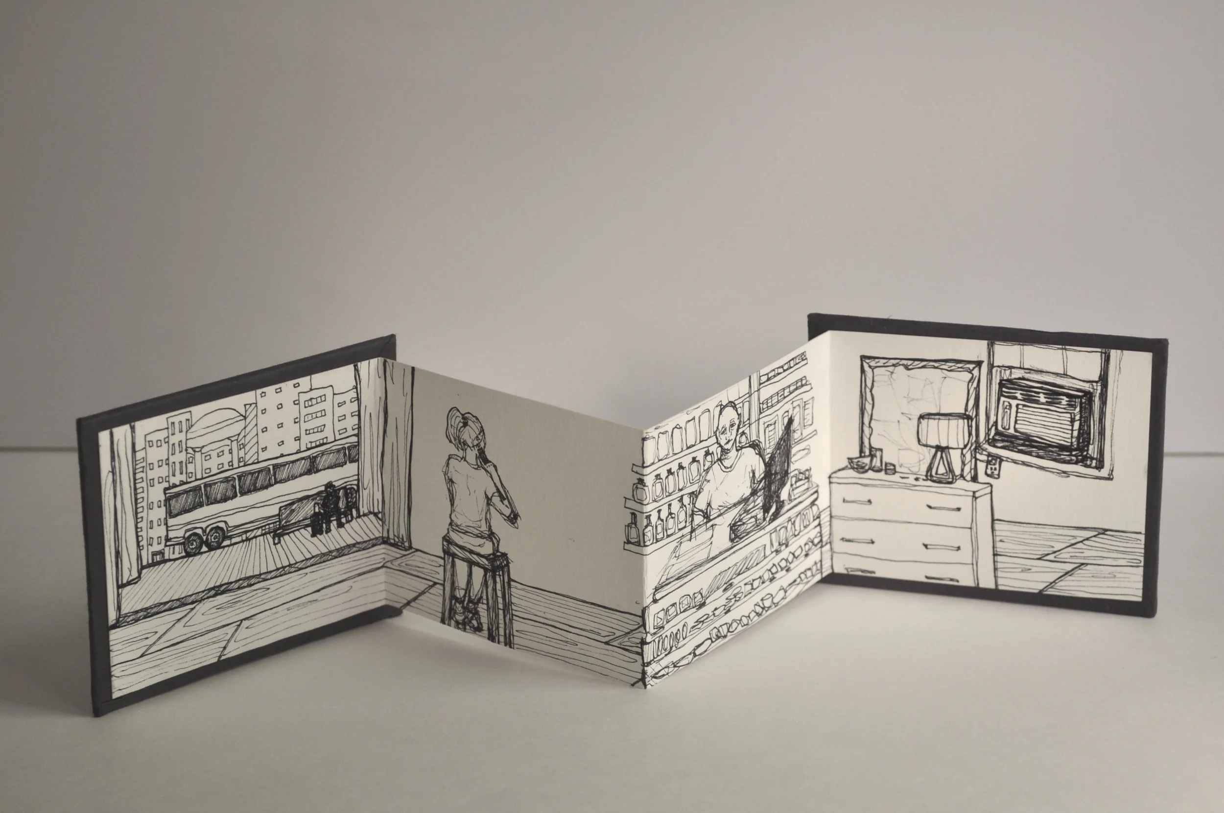    Chicago     2013, &nbsp;Artist book with ink drawing, &nbsp;4in. x 15in.  