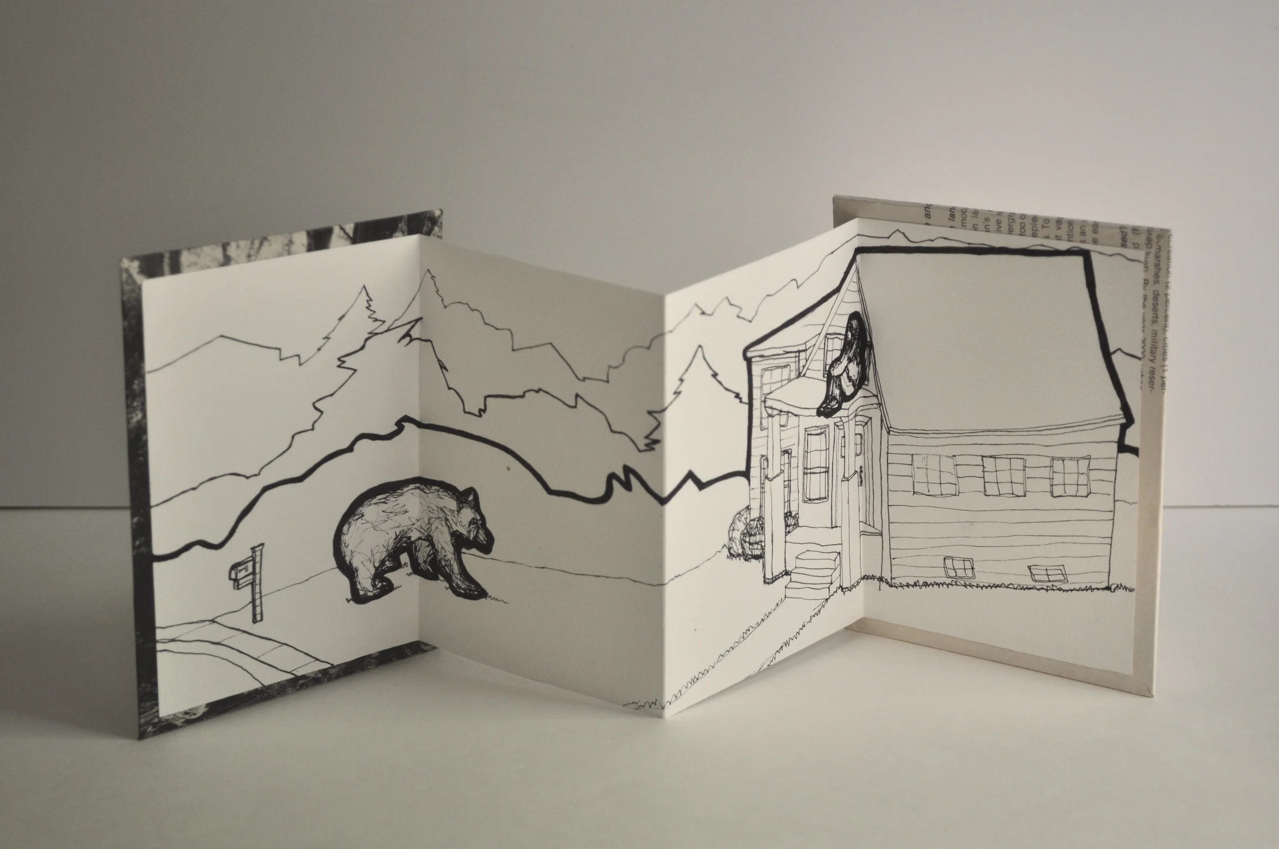    “And when I was sneaking out of the house…”     &nbsp;  2013,&nbsp;  Artist book with ink drawing, textbook page,&nbsp;  6in. x 15.5in.  