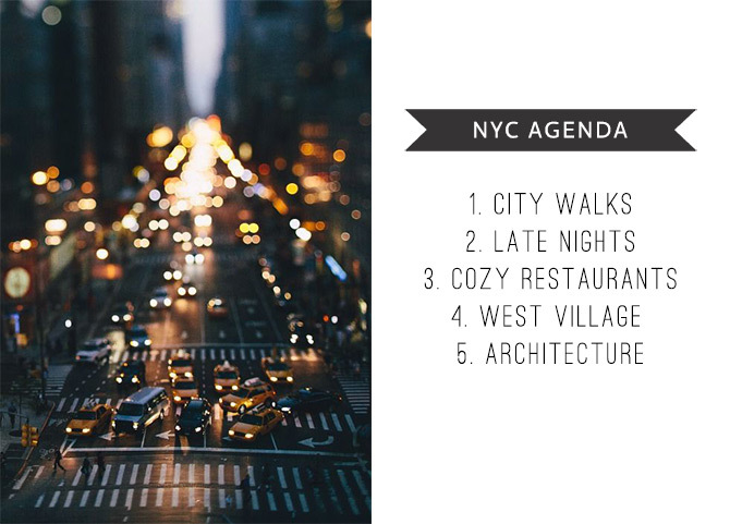 My NYC Agenda