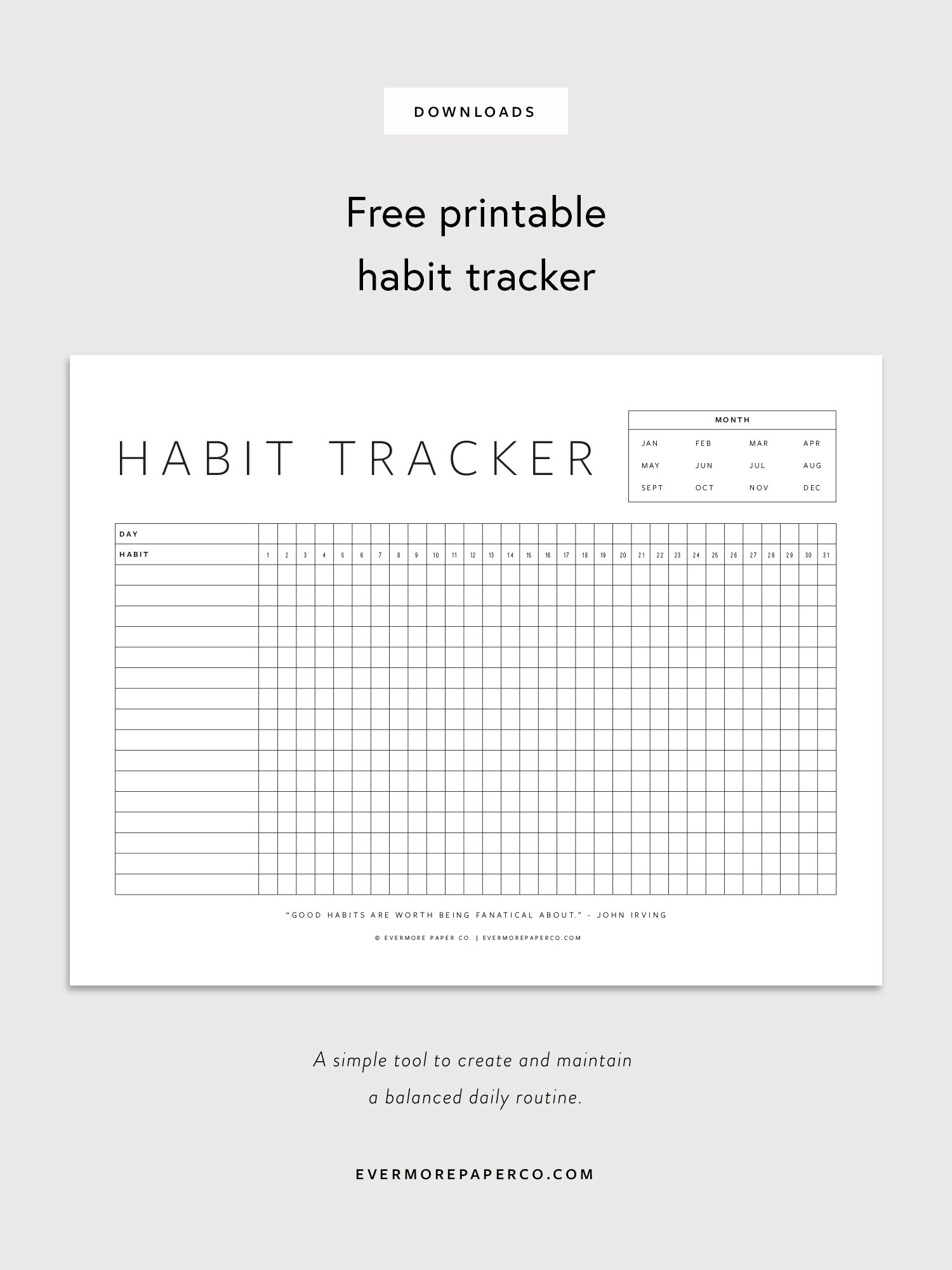 Free Printable Habit Tracker Template Printable Blog