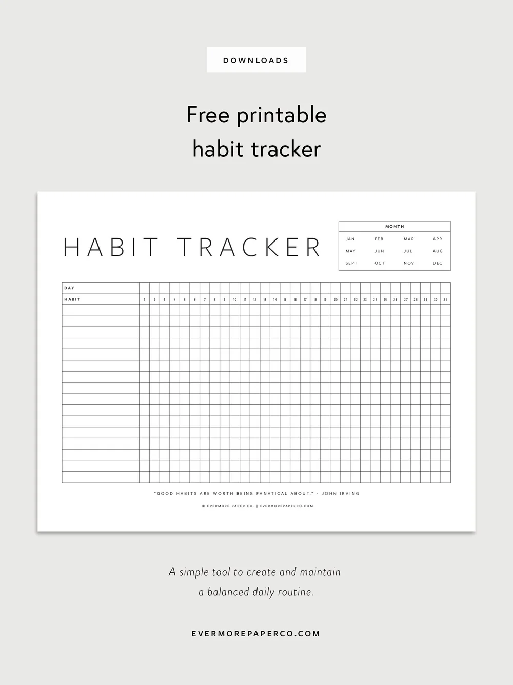 Habit Tracker Template Free Printable