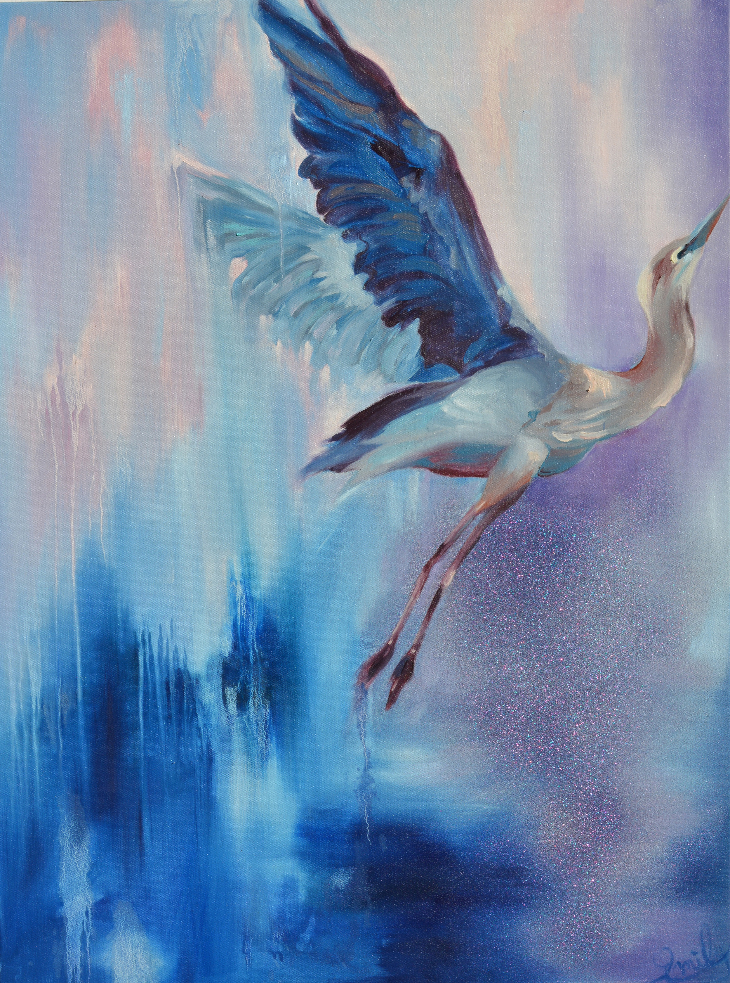 'Silver Heron', oil on canvas - SOLD