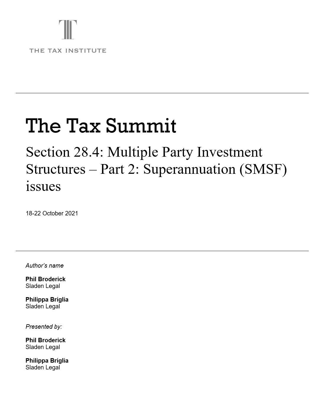 Multiple Party Investment Structures – Part 2: Superannuation (SMSF) Issues