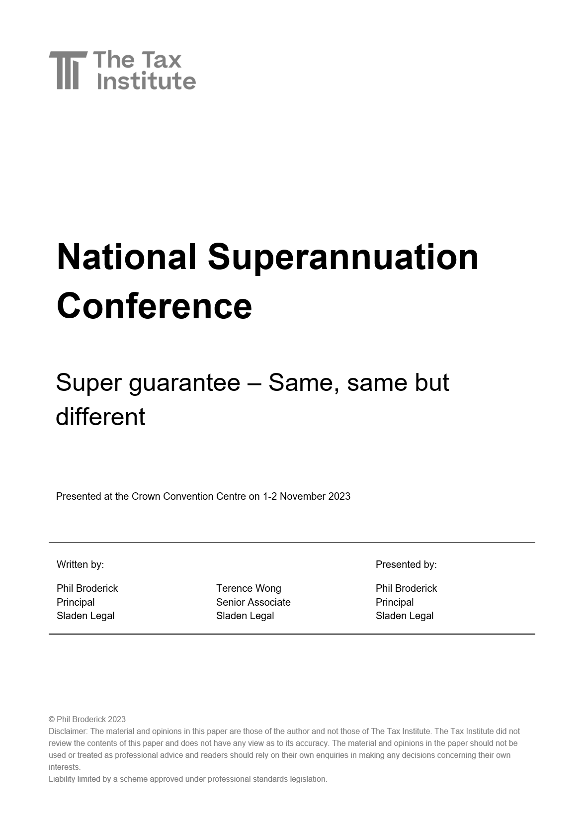 Super Guarantee – Same, Same But Different