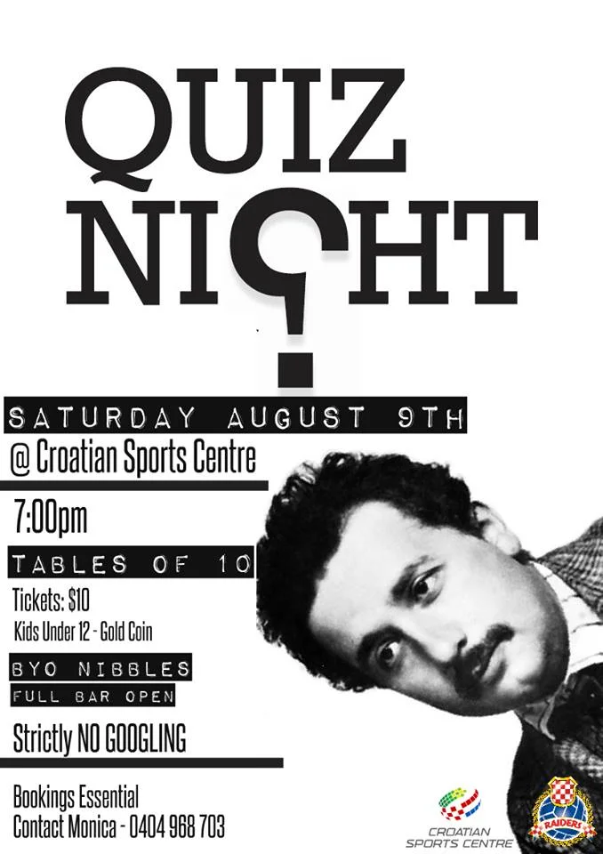 Adelaide Croatia Raiders Quiz Night 2014