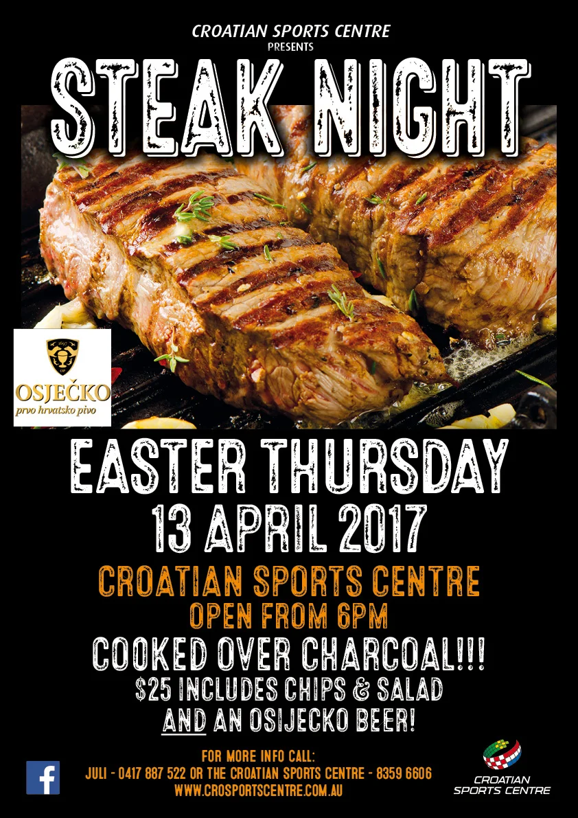 EASTER THURSDAY STEAK NIGHT