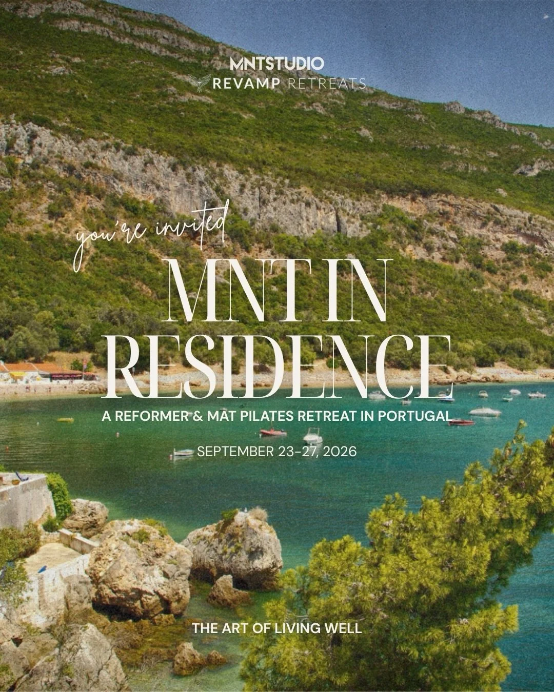 Portugal is calling.

An intimate, all-inclusive Pilates Retreat designed around the art of living well and returning to what matters most.

5 days and 4 nights of ocean air, meaningful connection, and the rare opportunity to experience both MNT Meth