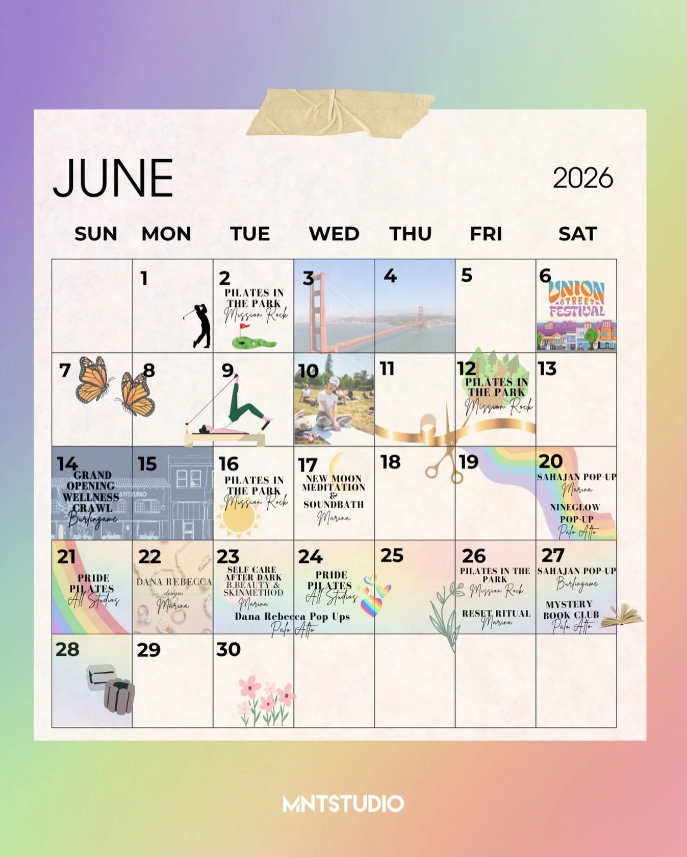 ✨ JUNE at MNT is something you CANNOT miss 💙

🌿 TUESDAY, JUNE 2 &bull; Pilates in the Park: Mission Rock | 6:00 PM ☀️ &bull; Pilates for Golfers Series: Mill Valley | 6:30 PM ⛳️

🎉 SATURDAY, JUNE 6 &bull; Free Mat Pilates Class @ Union Street Fest
