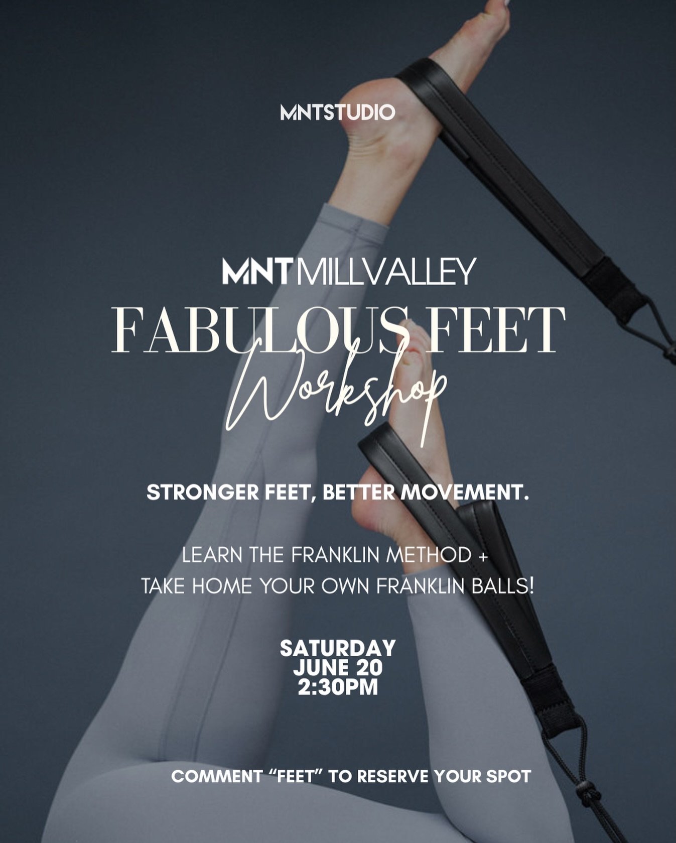 👣 Did you know healthier movement starts with your feet? 

Your feet are the foundation of every step, workout, and movement you make. Join us at MNT Mill Valley for a special Franklin Method Feet Workshop designed to improve mobility, balance, post