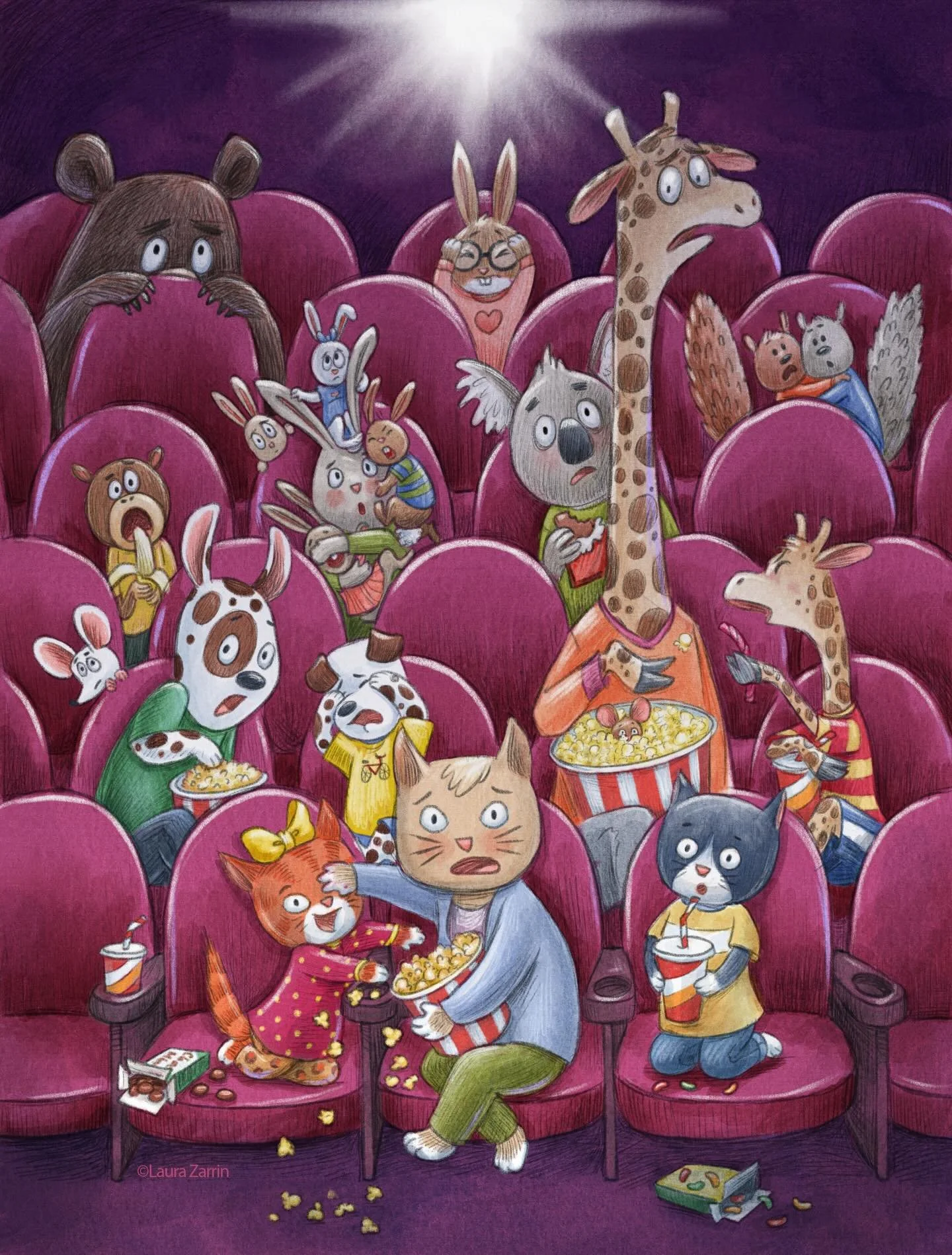 I&rsquo;m participating in a fun, easy challenge #repostyourart26 hosted by @byjessicaelena. Today&rsquo;s prompt is &lsquo;light&rsquo;. The movie projector fits that. I loved doing this piece with all the different animals &amp; their expressions. 