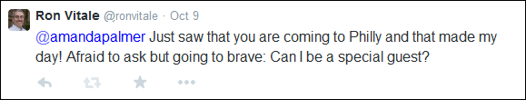 Here's the tweet I sent to Amanda Palmer.