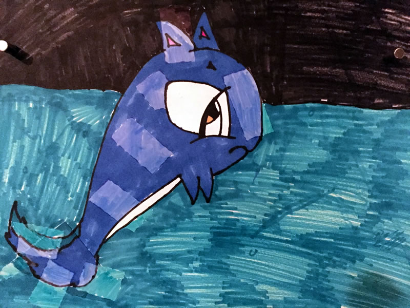 My daughter's interpretation of a werewhale.