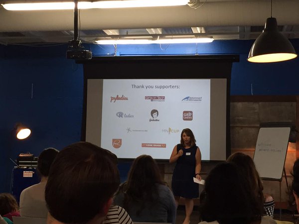 This year we supported #FemTech. Jenna telling the audience about TC Geekettes.