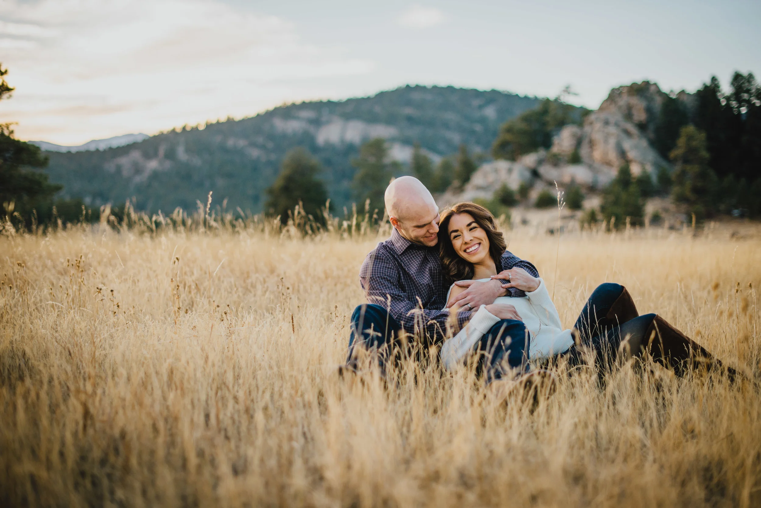 Daisy and Brett during their Three Sister engagement session outside of Evergreen Colorado!