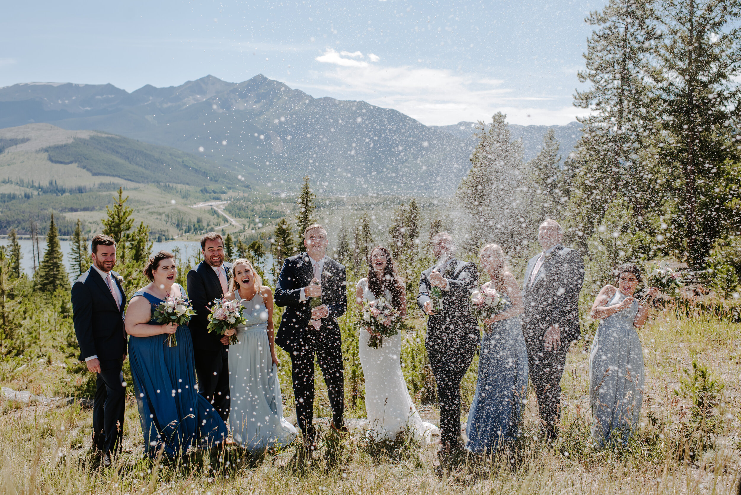  sapphire point wedding party portraits, silverthorne pavilion wedding, silverthorne pavilion, silverthorne wedding venues, breckenridge wedding venues 