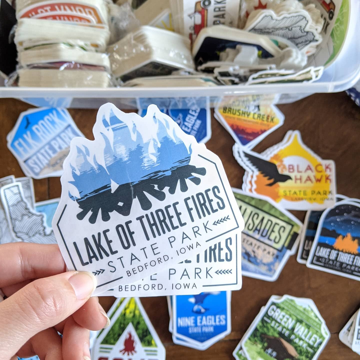 I'm excited to debut this little side project (among my side projects) tomorrow at the Ames Winter Market! (9-1 in the old HyVee drugstore on Main street, Saturday Nov 21) 

When I design new Iowa Park stickers for Redbubble (print on demand) I print