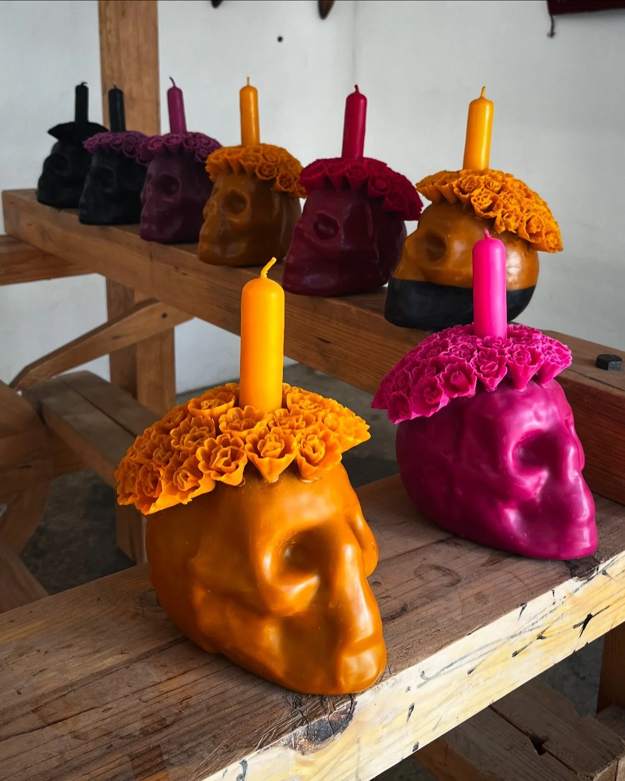 beautifully sculptural, handmade beeswax candles in Teotitl&aacute;n de Valle by La Taller de Do&ntilde;a Viviana. Do&ntilde;a Viviana has been making these special Zapotec candles since she was 8 years old, and has come to be a maestra. A couple pho