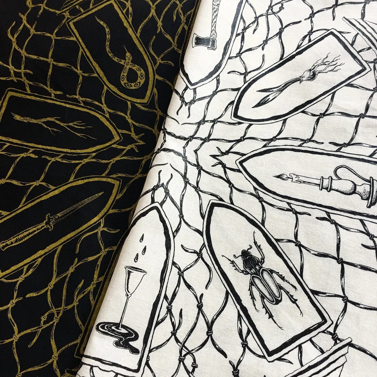 Unknown Portent Bandanas in two color-ways.