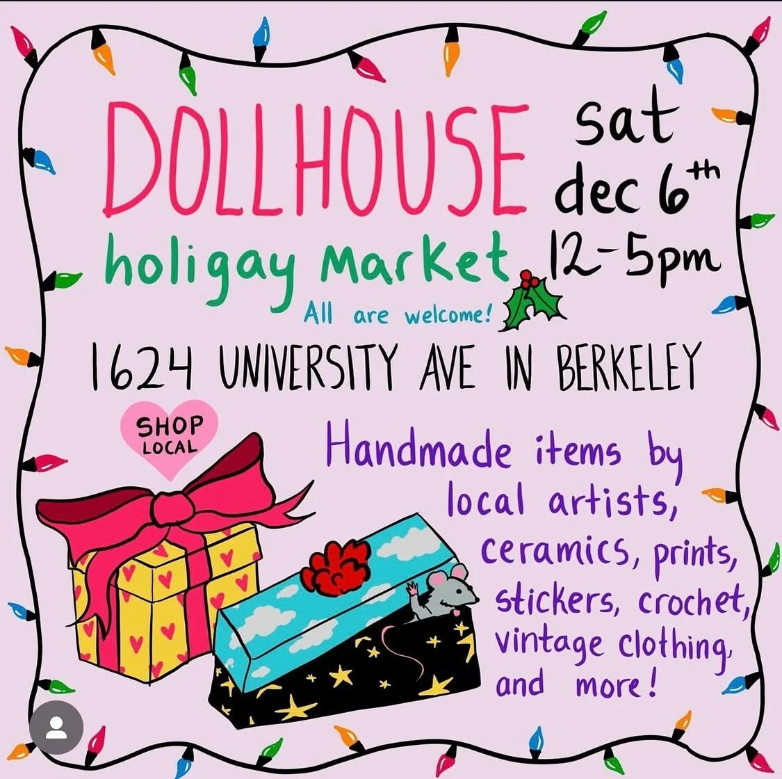 Come say hi and check out new stuff this Saturday! There will be lots of awesome artists. Dollhouse is such a special place, if you haven&rsquo;t had a chance to experience it yet! 
Flier by @im.feeling.evil.today