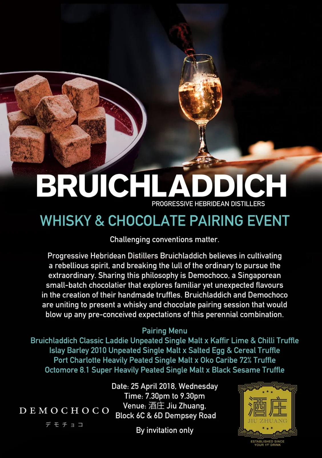 BRUICHLADDICH WHISKY & DEMOCHOCO CHOCOLATE PAIRING EVENT