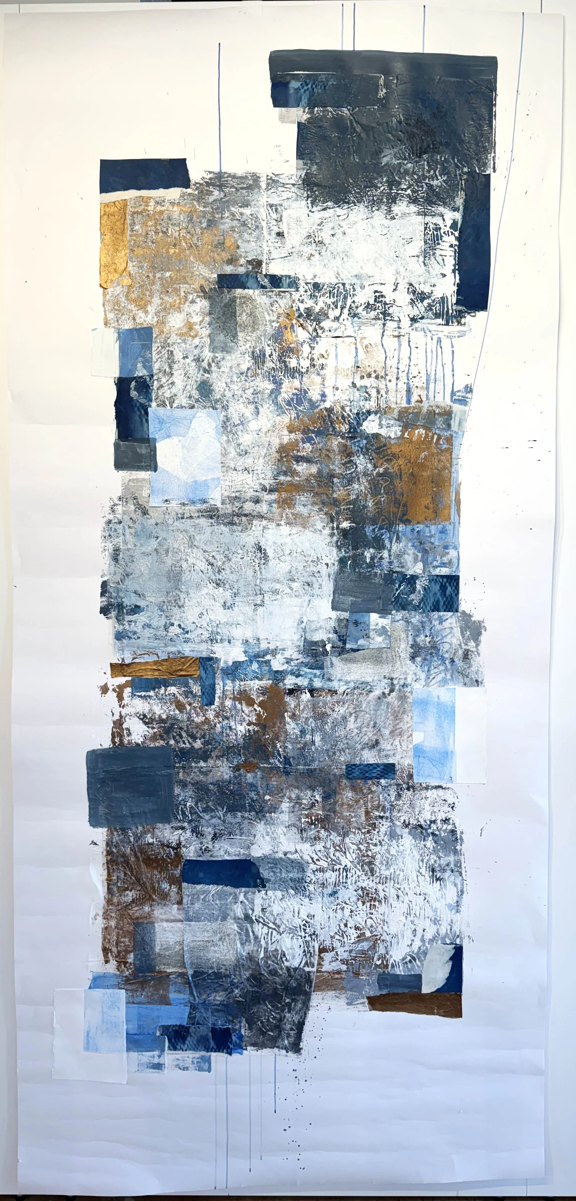 Coping Block, 2024, Mixed media on paper, 90 x 42 inches, Price upon request