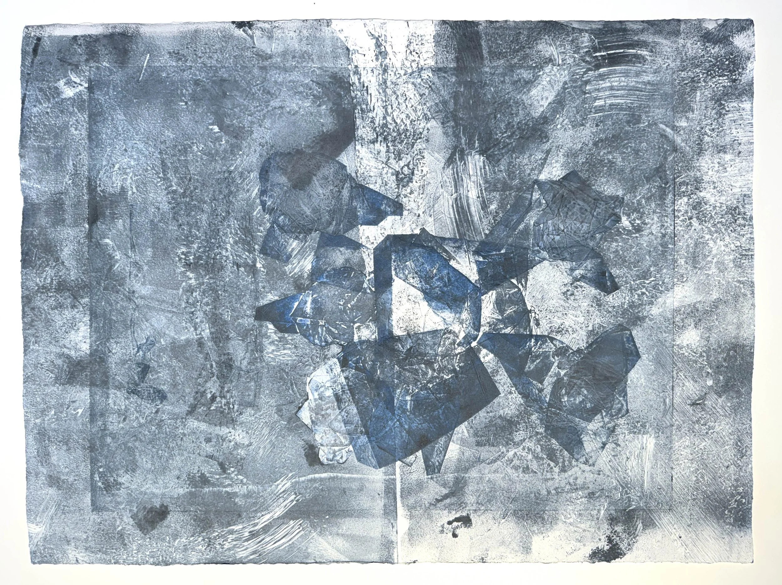 Bleak Search 1, 2024, Soy monotype on paper, 22 x 30 inches, Price upon request