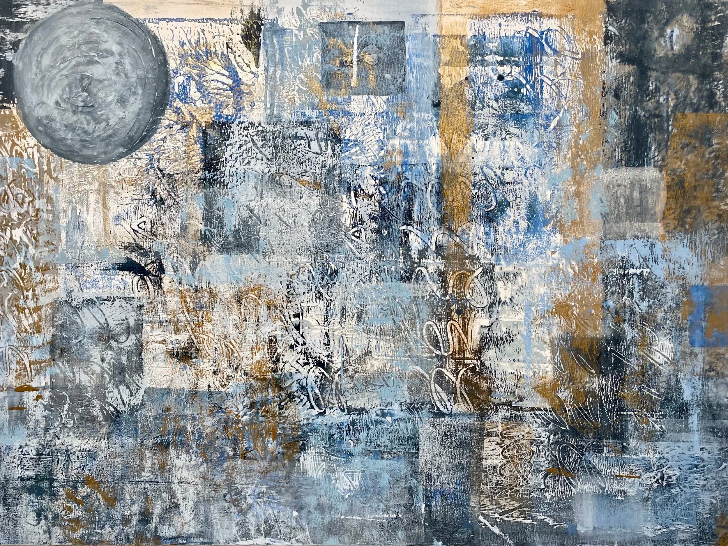 Winter New Moon, 2023, Acrylic on canvas, 30 x 40 inches, Not for sale