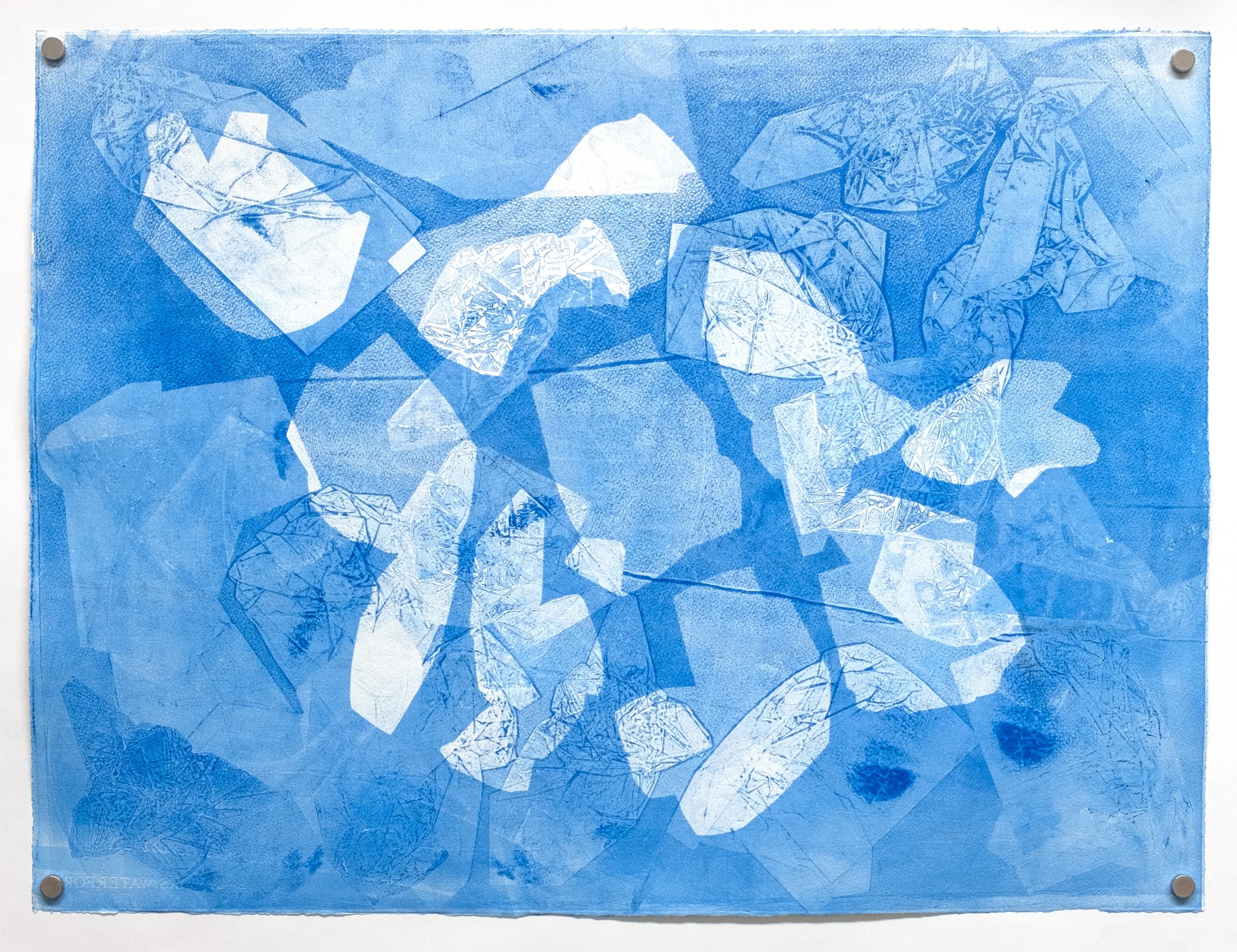 Blue Search 4, 2023, Soy monotype on paper, 22 x 30 inches, Not for sale