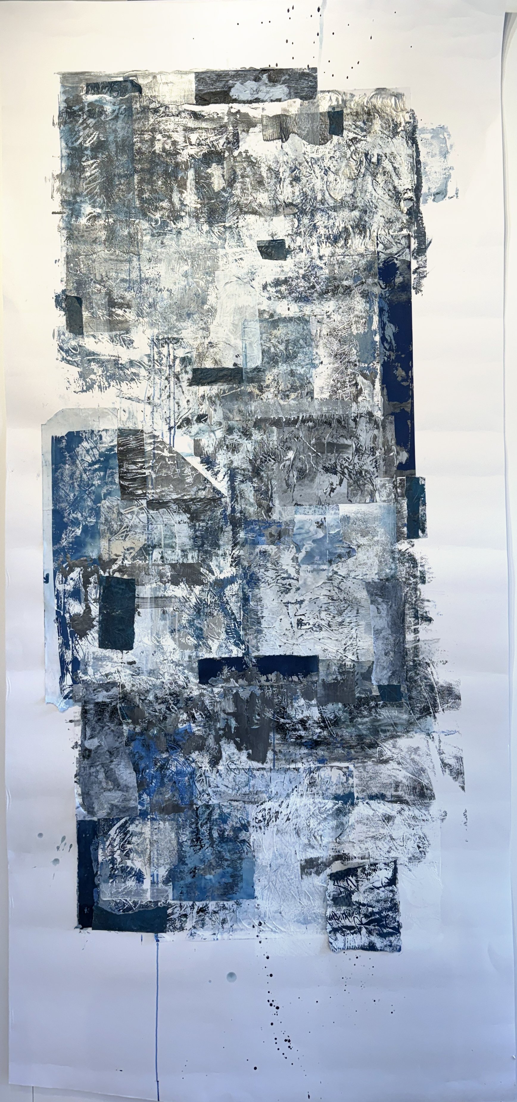 Frozen Grief, 2024, Mixed media on paper, 90 x 42 inches, Price upon request