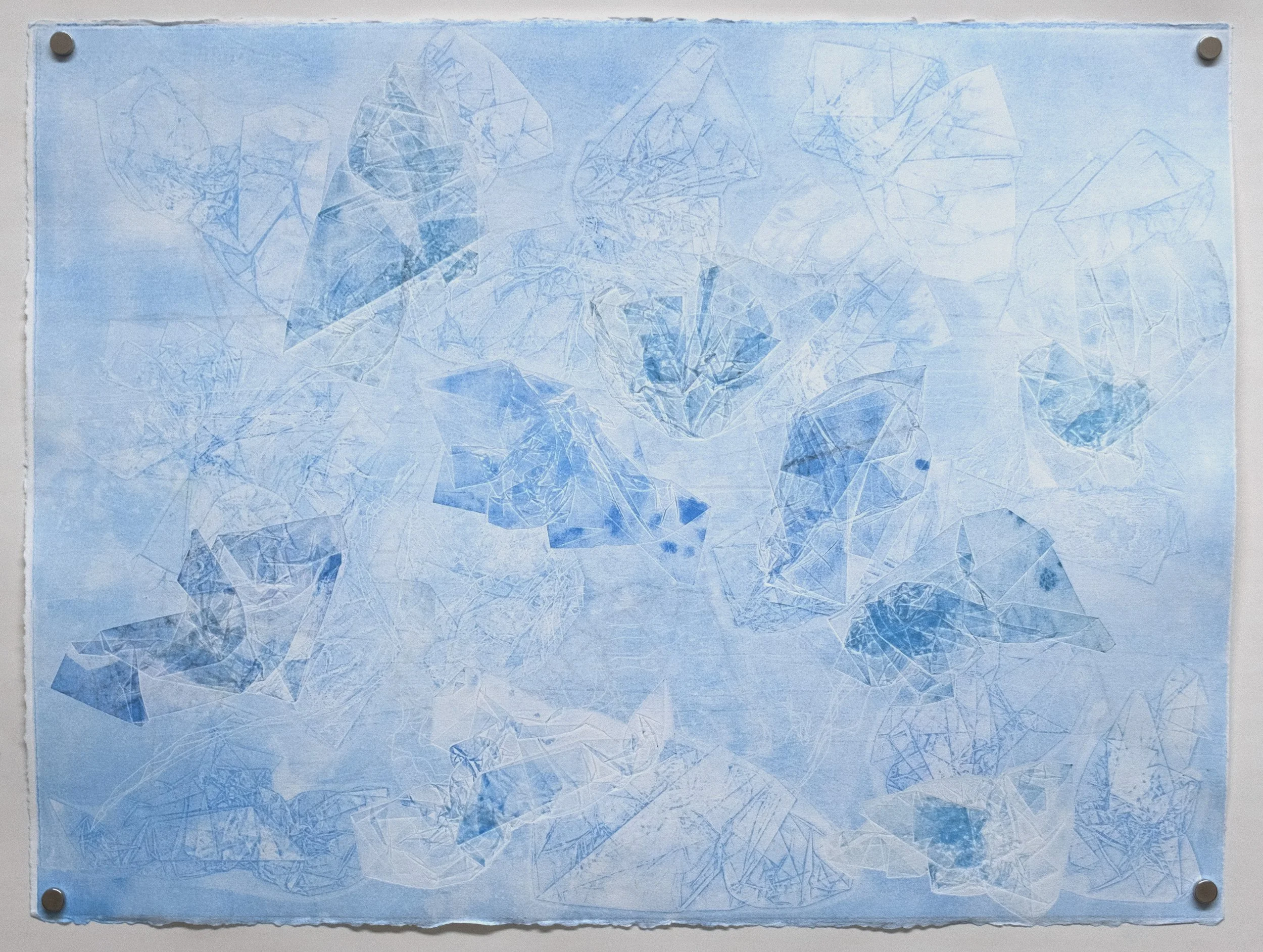 Blue Search 3, 2023, Soy monotype on paper, 22 x 30 inches, Price upon request