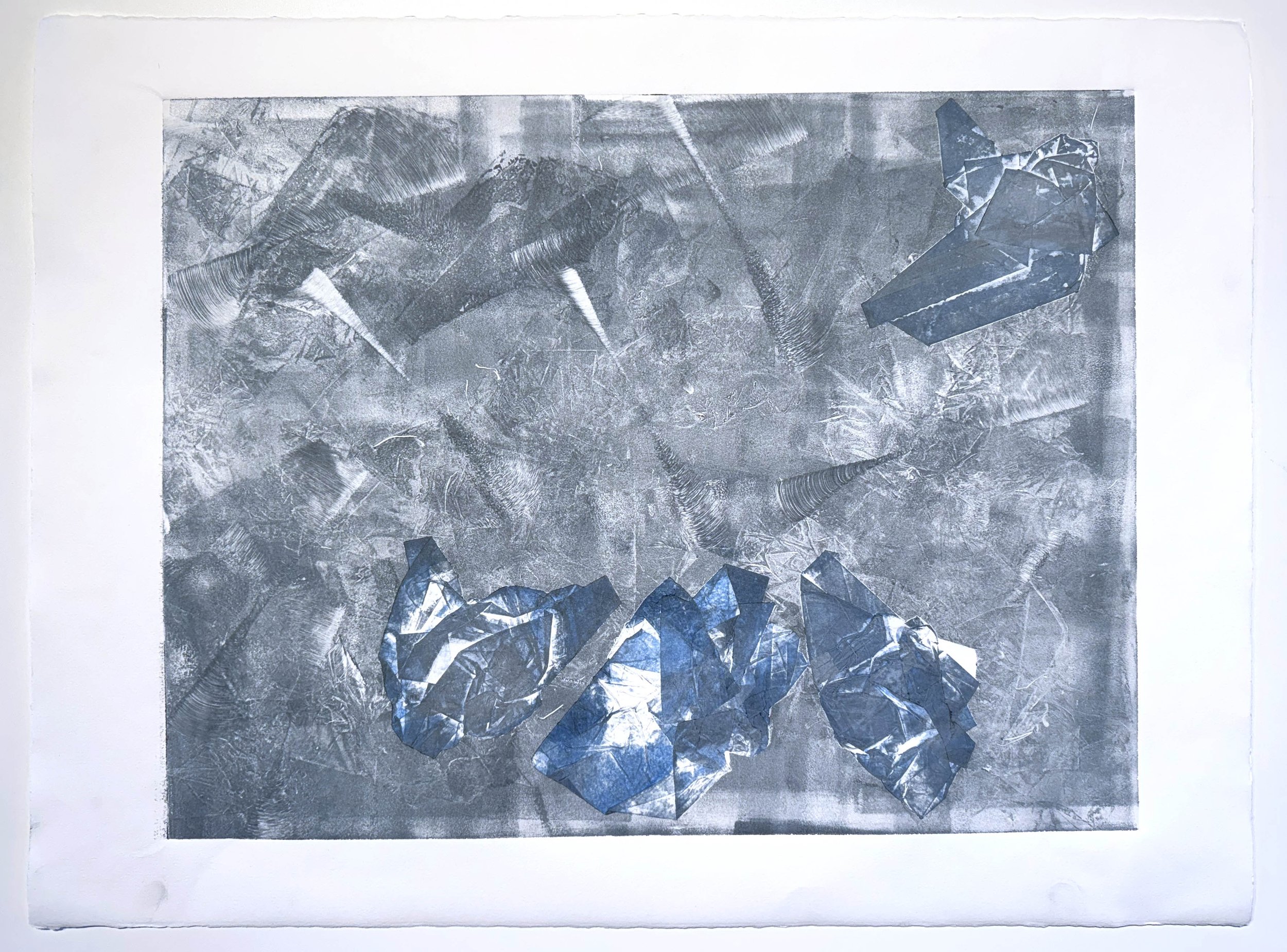 Bleak Search 4, 2024, Soy monotype on paper, 22 x 30 inches, Price upon request