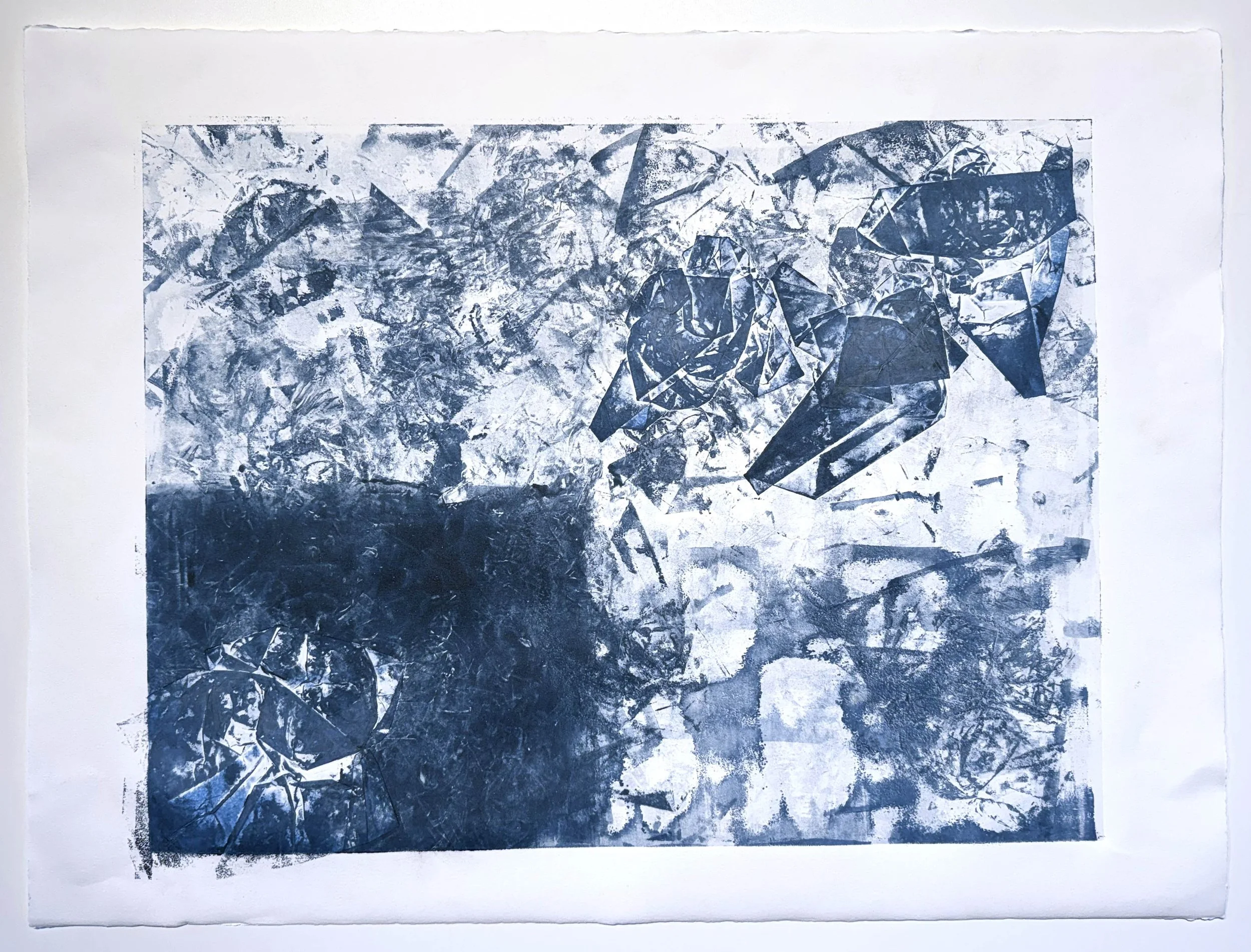 Bleak Search 7, 2024, Soy monotype on paper, 22 x 30 inches, Price upon request