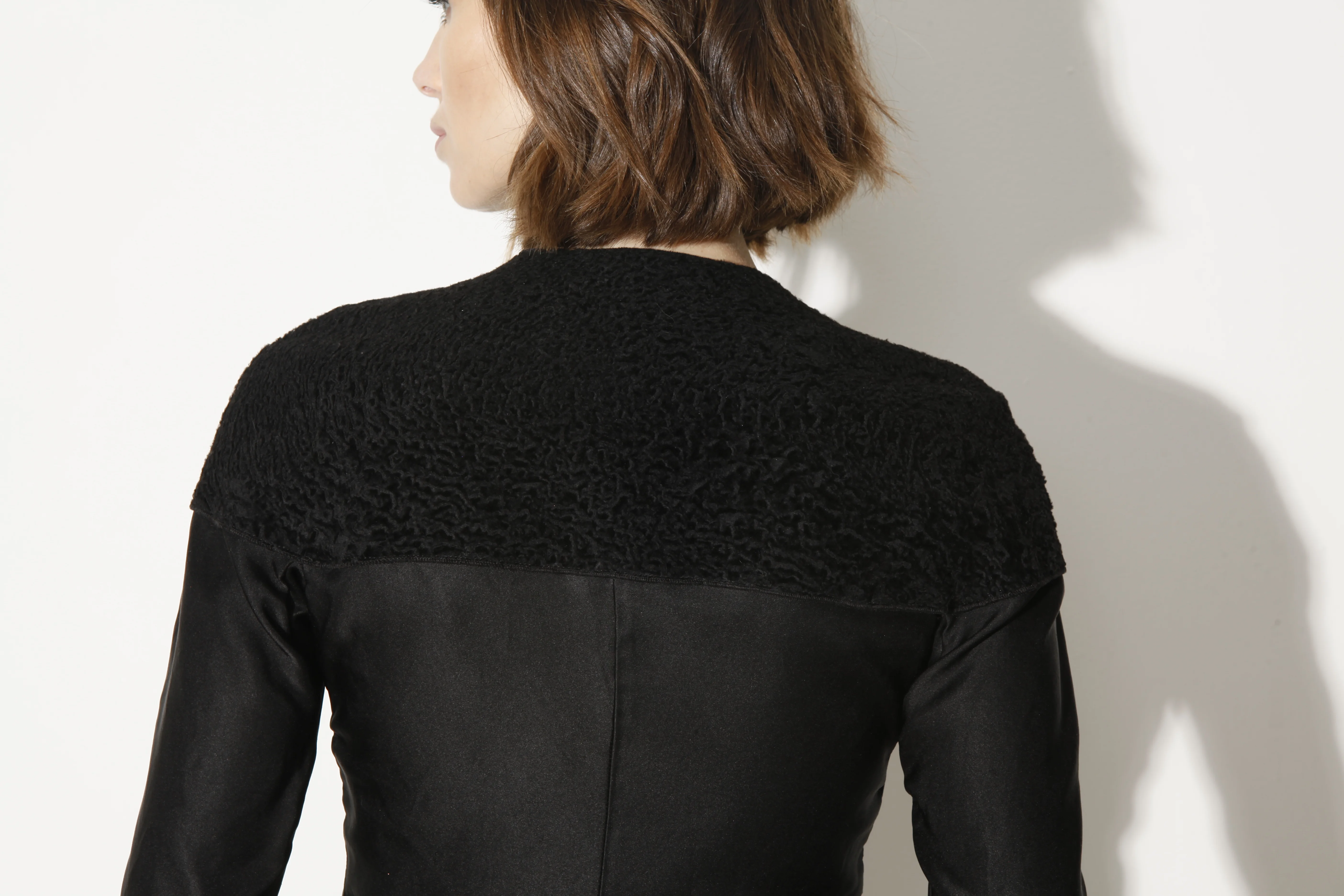 Leather Yoke Crop Jacket