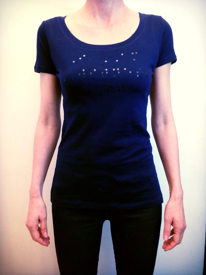 Women's Scoopneck Tee with Vinyl Braille Graphic
